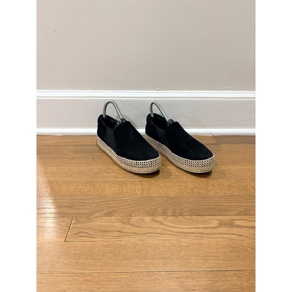 Vince Wilden Black Suede Platform Espadrille Slip On Sneakers Sz 6.5